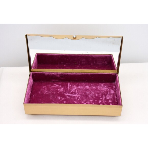 Gold Leaf with Diamond stud jewels with Fuchsia soft velvet‎ lining jewelry box - Picture 2 of 7